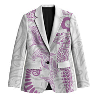 Aotearoa Maori Sea Animals Tribal Blazer Manta Ray and Shark Moko Pattern Pink Color LT03 Unisex Pink - Polynesian Pride
