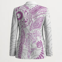 Aotearoa Maori Sea Animals Tribal Blazer Manta Ray and Shark Moko Pattern Pink Color LT03 - Polynesian Pride
