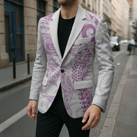 Aotearoa Maori Sea Animals Tribal Blazer Manta Ray and Shark Moko Pattern Pink Color LT03 - Polynesian Pride