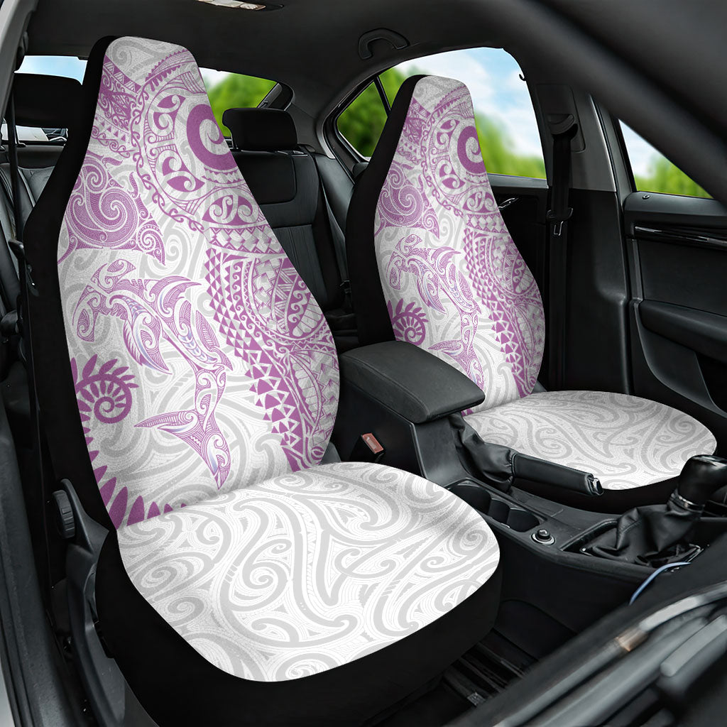 Aotearoa Maori Sea Animals Tribal Car Seat Cover Manta Ray and Shark Moko Pattern Pink Color