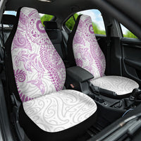 Aotearoa Maori Sea Animals Tribal Car Seat Cover Manta Ray and Shark Moko Pattern Pink Color