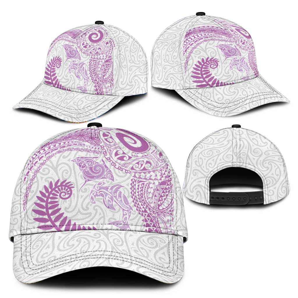 Aotearoa Maori Sea Animals Tribal Classic Cap Manta Ray and Shark Moko Pattern Pink Color LT03 - Polynesian Pride