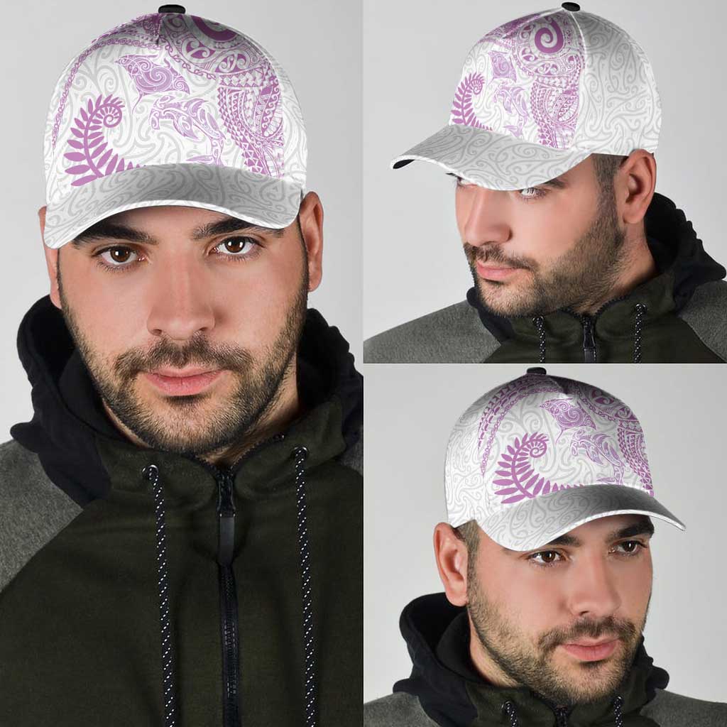 Aotearoa Maori Sea Animals Tribal Classic Cap Manta Ray and Shark Moko Pattern Pink Color LT03 - Polynesian Pride