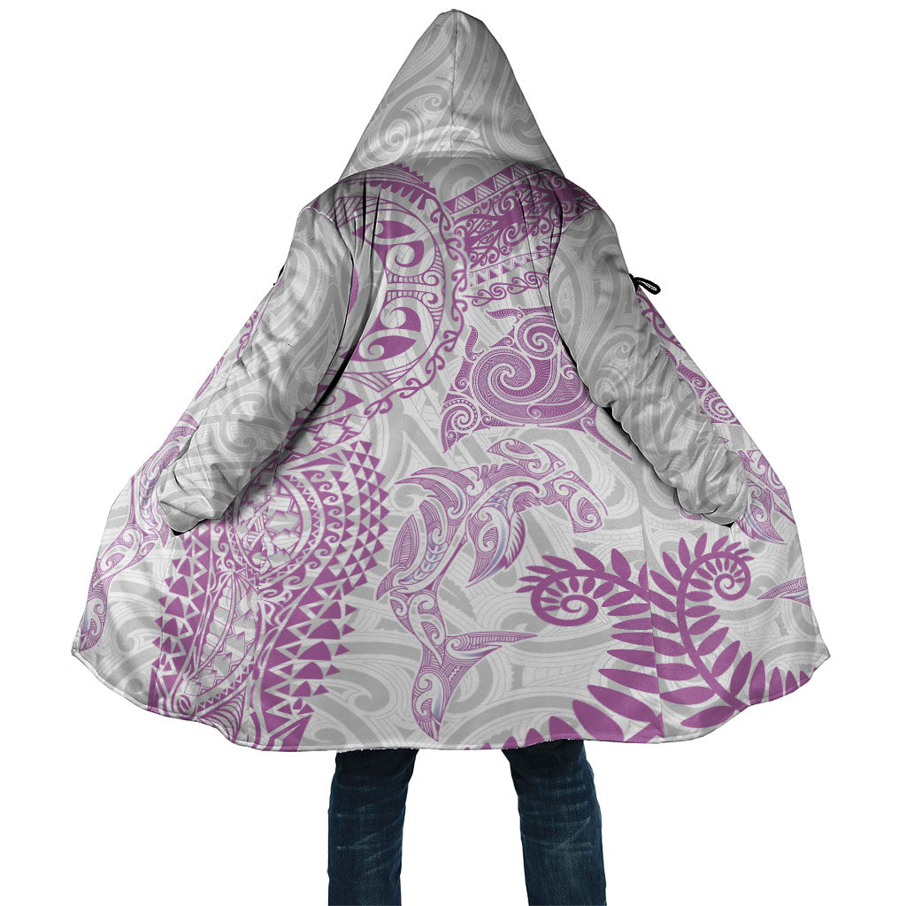 Aotearoa Maori Sea Animals Tribal Cloak Manta Ray and Shark Moko Pattern Pink Color LT03 Unisex Pink - Polynesian Pride