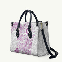 Aotearoa Maori Sea Animals Tribal Leather Bag Manta Ray and Shark Moko Pattern Pink Color LT03 Pink - Polynesian Pride