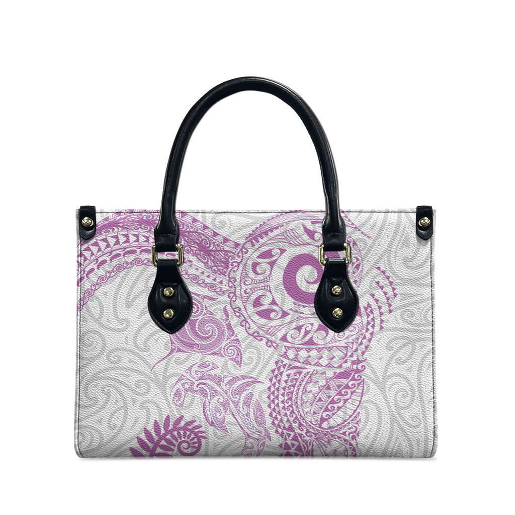 Aotearoa Maori Sea Animals Tribal Leather Bag Manta Ray and Shark Moko Pattern Pink Color LT03 - Polynesian Pride
