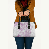 Aotearoa Maori Sea Animals Tribal Leather Bag Manta Ray and Shark Moko Pattern Pink Color LT03 - Polynesian Pride