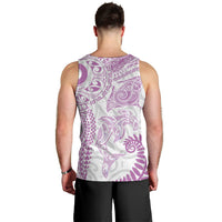 Aotearoa Maori Sea Animals Tribal Men Tank Top Manta Ray and Shark Moko Pattern Pink Color