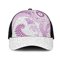 Aotearoa Maori Sea Animals Tribal Mesh Trucker Cap Manta Ray and Shark Moko Pattern Pink Color LT03 One Size Black Pink - Polynesian Pride