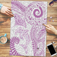 Aotearoa Maori Sea Animals Tribal Puzzle Manta Ray and Shark Moko Pattern Pink Color LT03 Pink - Polynesian Pride