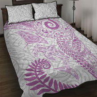 Aotearoa Maori Sea Animals Tribal Quilt Bed Set Manta Ray and Shark Moko Pattern Pink Color LT03 Pink - Polynesian Pride