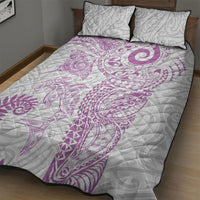 Aotearoa Maori Sea Animals Tribal Quilt Bed Set Manta Ray and Shark Moko Pattern Pink Color LT03 - Polynesian Pride