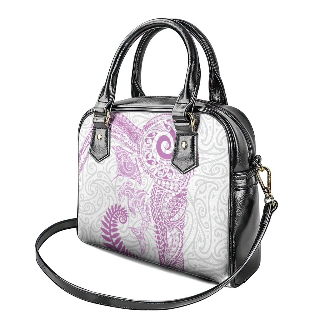 Aotearoa Maori Sea Animals Tribal Shoulder Handbag Manta Ray and Shark Moko Pattern Pink Color LT03 - Polynesian Pride