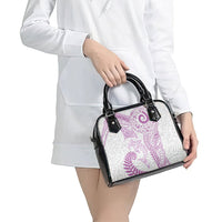 Aotearoa Maori Sea Animals Tribal Shoulder Handbag Manta Ray and Shark Moko Pattern Pink Color LT03 - Polynesian Pride