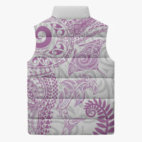Aotearoa Maori Sea Animals Tribal Sleeveless Puffer Jacket Manta Ray and Shark Moko Pattern Pink Color LT03 - Polynesian Pride