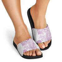 Aotearoa Maori Sea Animals Tribal Slide Sandals Manta Ray and Shark Moko Pattern Pink Color LT03 - Polynesian Pride