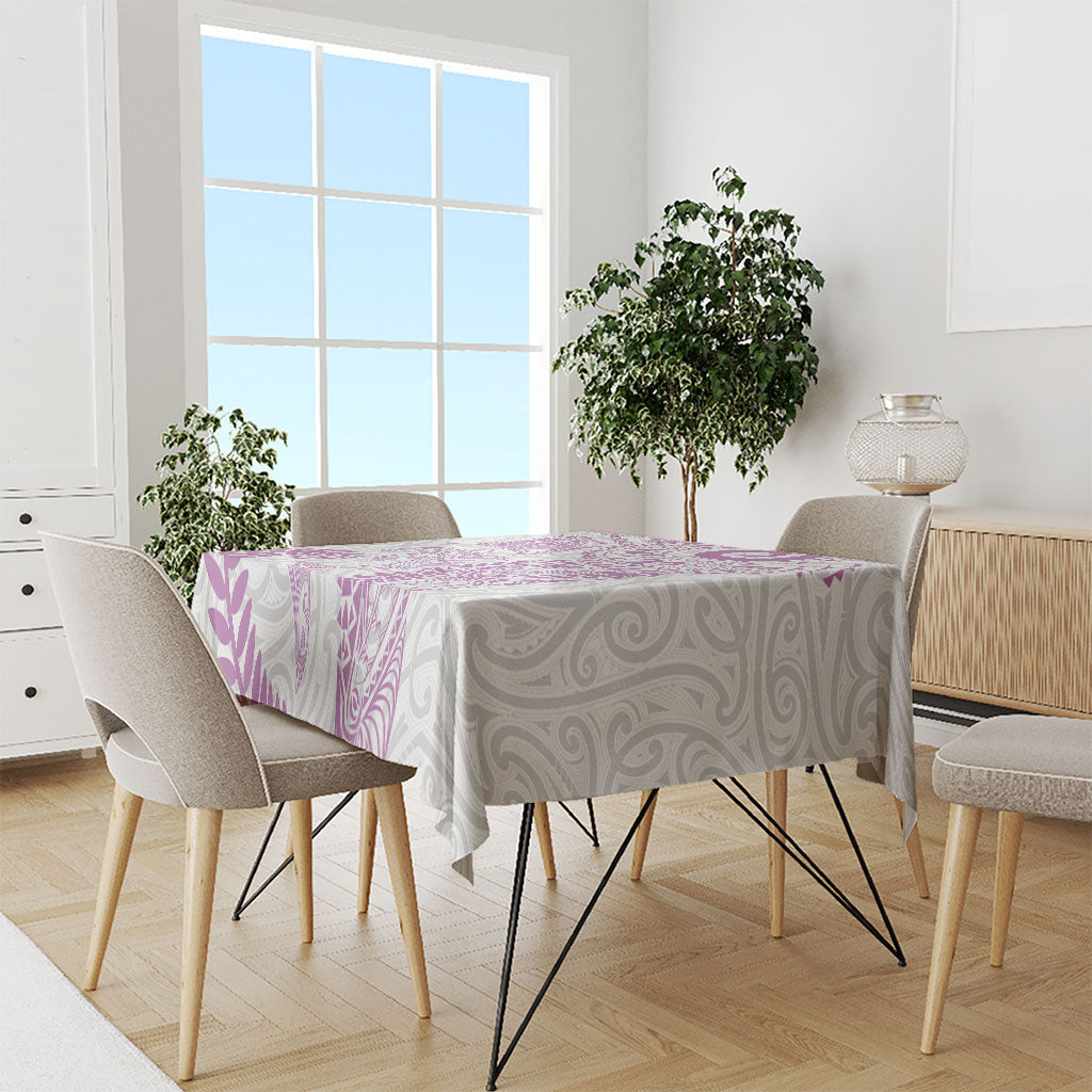 Aotearoa Maori Sea Animals Tribal Tablecloth Manta Ray and Shark Moko Pattern Pink Color