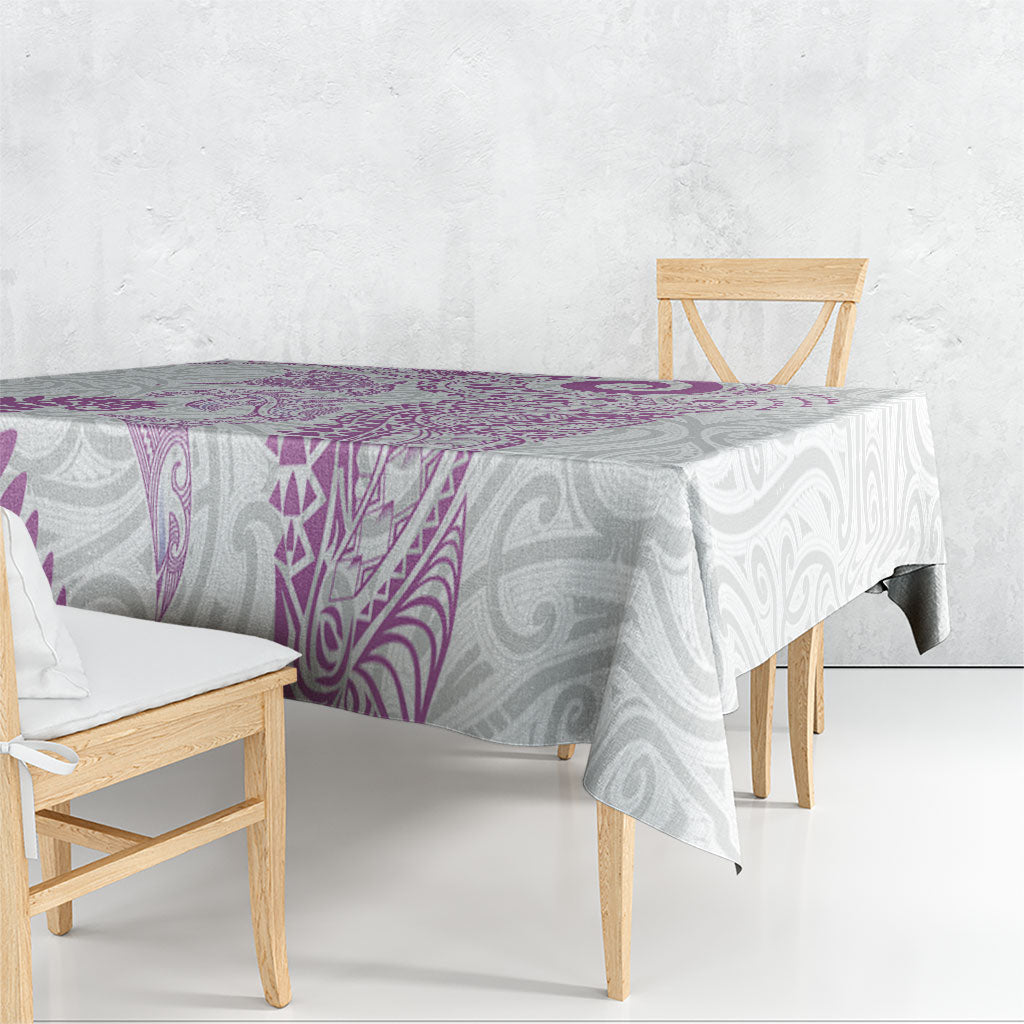 Aotearoa Maori Sea Animals Tribal Tablecloth Manta Ray and Shark Moko Pattern Pink Color