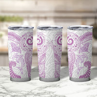 Aotearoa Maori Sea Animals Tribal Tumbler Cup Manta Ray and Shark Moko Pattern Pink Color