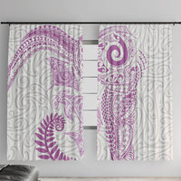 Aotearoa Maori Sea Animals Tribal Window Curtain Manta Ray and Shark Moko Pattern Pink Color
