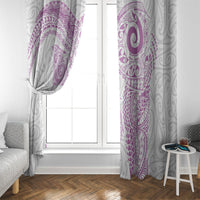 Aotearoa Maori Sea Animals Tribal Window Curtain Manta Ray and Shark Moko Pattern Pink Color