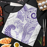 Aotearoa Maori Sea Animals Tribal Apron Manta Ray and Shark Moko Pattern Purple Color LT03 Purple - Polynesian Pride