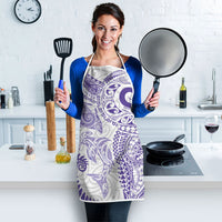 Aotearoa Maori Sea Animals Tribal Apron Manta Ray and Shark Moko Pattern Purple Color LT03 - Polynesian Pride