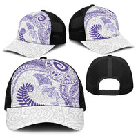 Aotearoa Maori Sea Animals Tribal Baseball Net Cap Manta Ray and Shark Moko Pattern Purple Color LT03 - Polynesian Pride