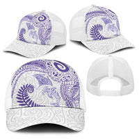 Aotearoa Maori Sea Animals Tribal Baseball Net Cap Manta Ray and Shark Moko Pattern Purple Color LT03 - Polynesian Pride
