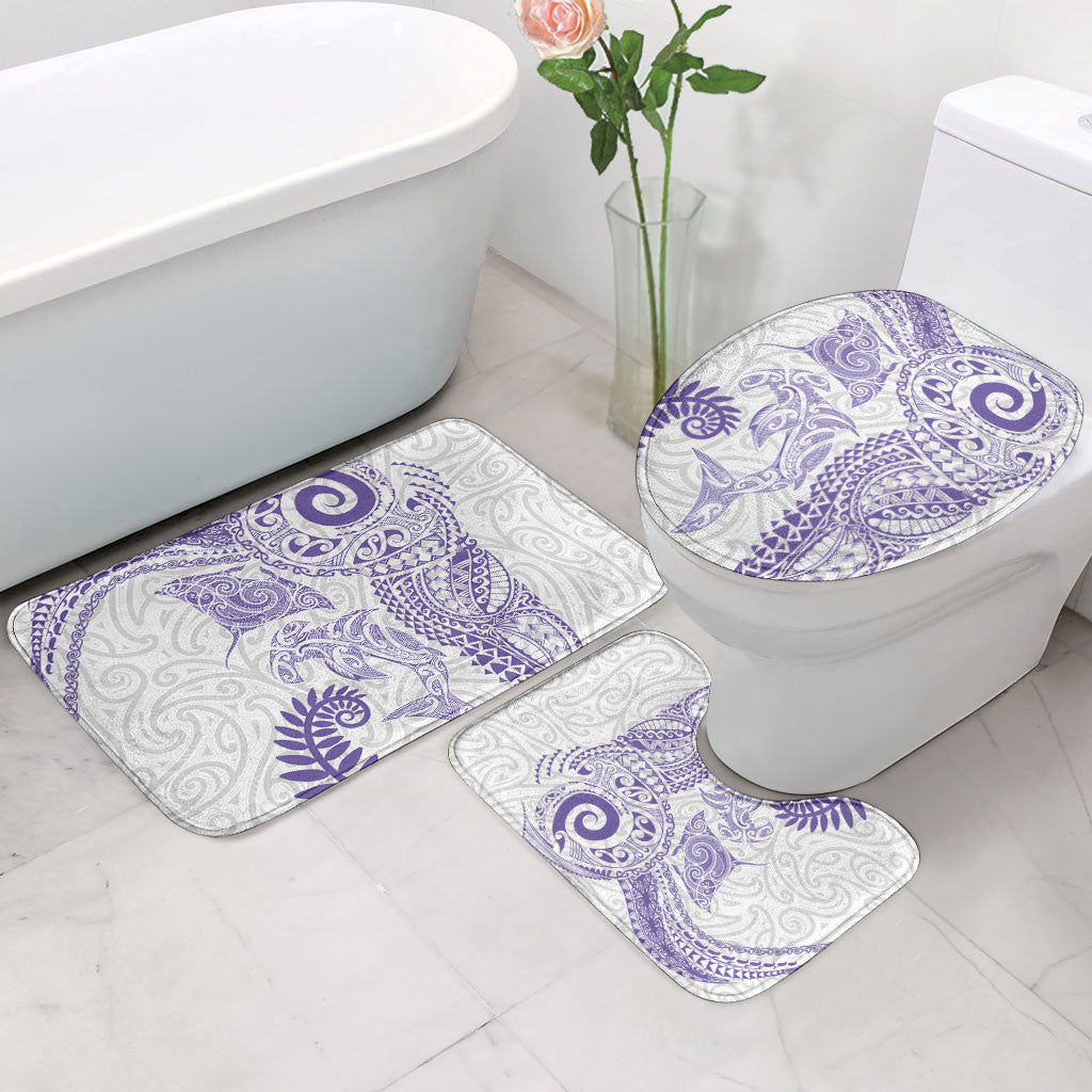 Aotearoa Maori Sea Animals Tribal Bathroom Set Manta Ray and Shark Moko Pattern Purple Color LT03 - Polynesian Pride