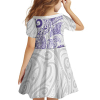Aotearoa Maori Sea Animals Tribal Family Matching Tank Maxi Dress and Hawaiian Shirt Manta Ray and Shark Moko Pattern Purple Color