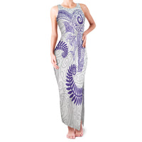 Aotearoa Maori Sea Animals Tribal Family Matching Tank Maxi Dress and Hawaiian Shirt Manta Ray and Shark Moko Pattern Purple Color