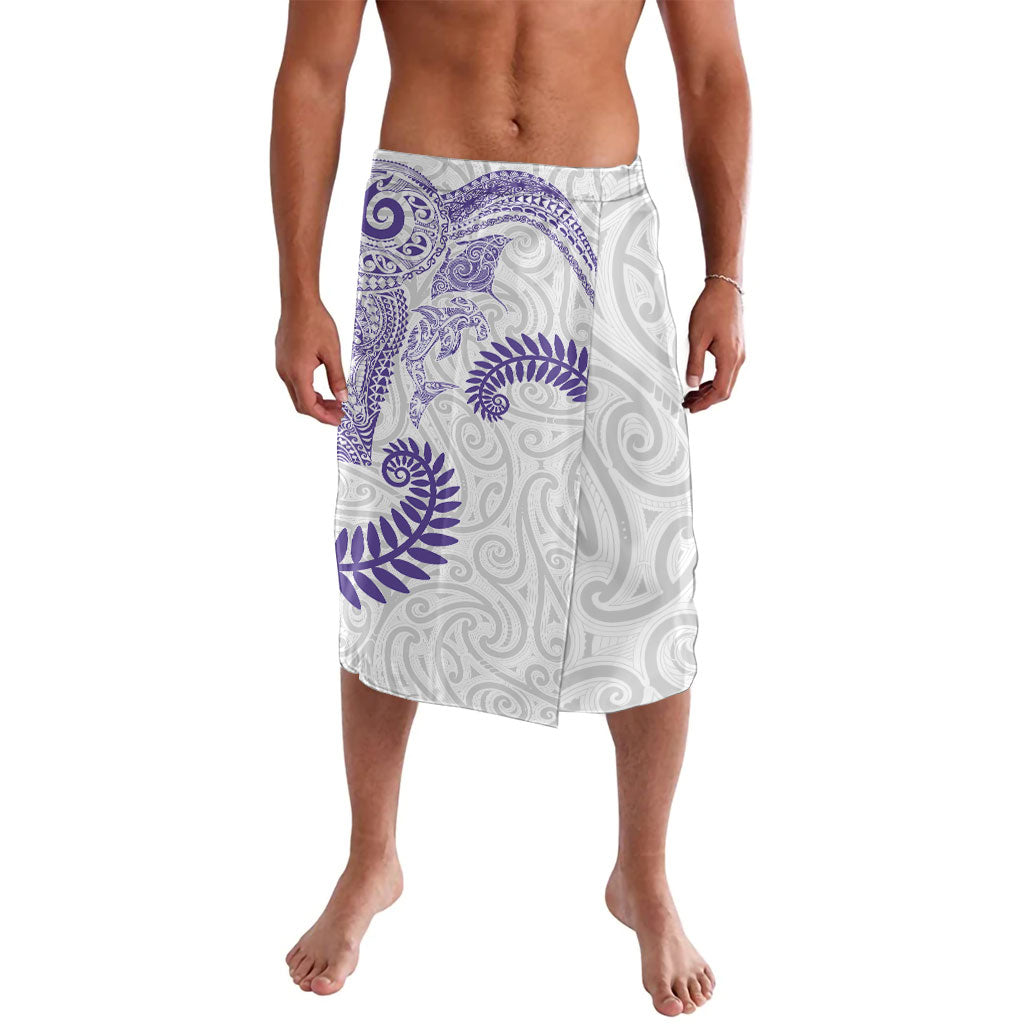 Aotearoa Maori Sea Animals Tribal Lavalava Manta Ray and Shark Moko Pattern Purple Color LT03 Purple - Polynesian Pride