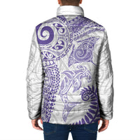 Aotearoa Maori Sea Animals Tribal Padded Jacket Manta Ray and Shark Moko Pattern Purple Color LT03 - Polynesian Pride