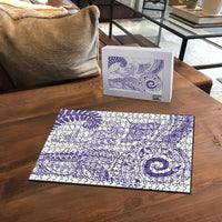 Aotearoa Maori Sea Animals Tribal Puzzle Manta Ray and Shark Moko Pattern Purple Color LT03 - Polynesian Pride