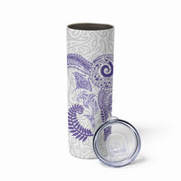 Aotearoa Maori Sea Animals Tribal Skinny Tumbler Manta Ray and Shark Moko Pattern Purple Color