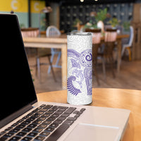 Aotearoa Maori Sea Animals Tribal Skinny Tumbler Manta Ray and Shark Moko Pattern Purple Color