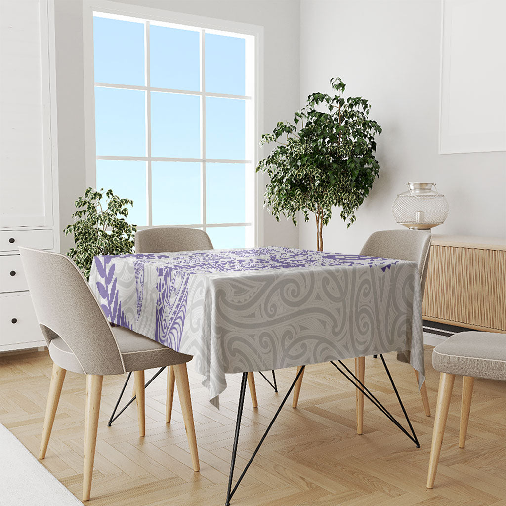 Aotearoa Maori Sea Animals Tribal Tablecloth Manta Ray and Shark Moko Pattern Purple Color LT03 - Polynesian Pride