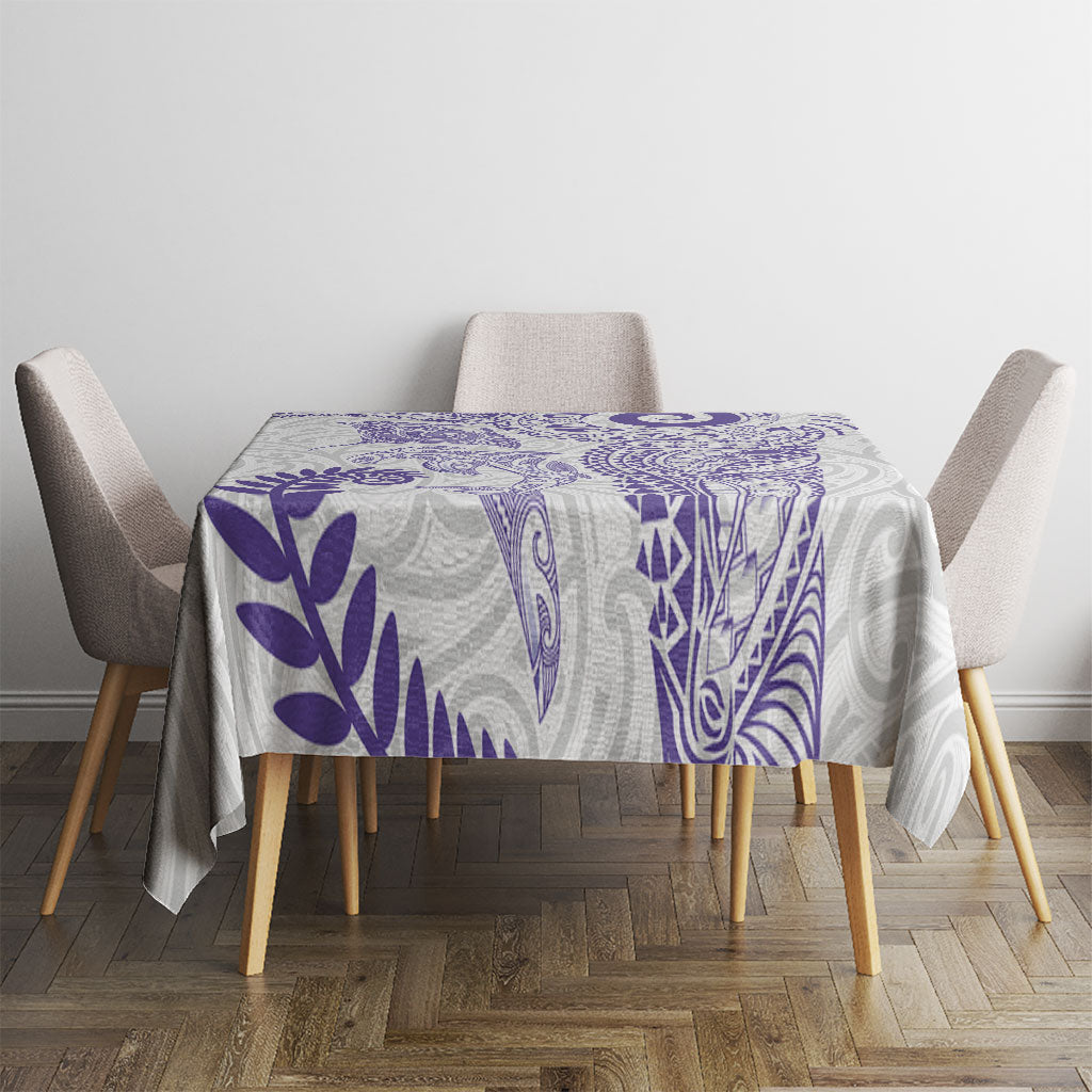 Aotearoa Maori Sea Animals Tribal Tablecloth Manta Ray and Shark Moko Pattern Purple Color LT03 - Polynesian Pride