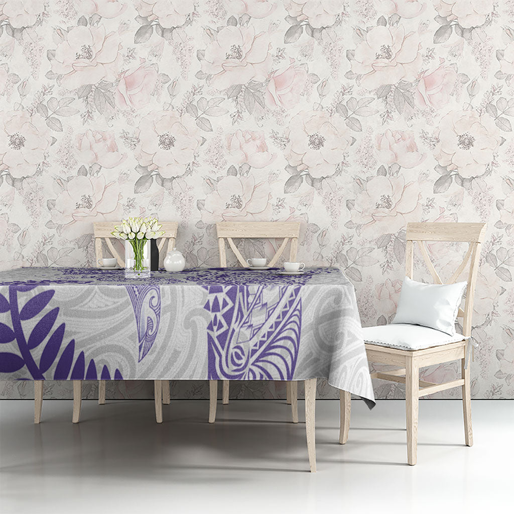 Aotearoa Maori Sea Animals Tribal Tablecloth Manta Ray and Shark Moko Pattern Purple Color LT03 - Polynesian Pride