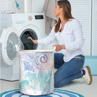 Aotearoa Maori Sea Animals Tribal Laundry Basket Manta Ray and Shark Moko Pattern Sweet Pastel LT03 - Polynesian Pride