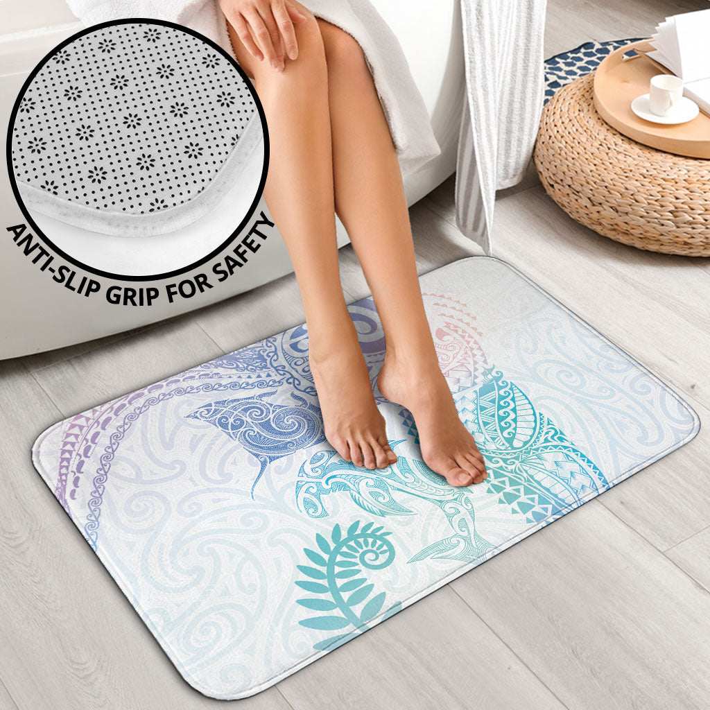 Aotearoa Maori Sea Animals Tribal Bathroom Set Manta Ray and Shark Moko Pattern Sweet Pastel LT03 - Polynesian Pride