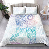 Aotearoa Maori Sea Animals Tribal Bedding Set Manta Ray and Shark Moko Pattern Sweet Pastel LT03 - Polynesian Pride