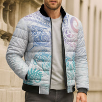 Aotearoa Maori Sea Animals Tribal Bomber Puffer Jacket Manta Ray and Shark Moko Pattern Sweet Pastel LT03 - Polynesian Pride