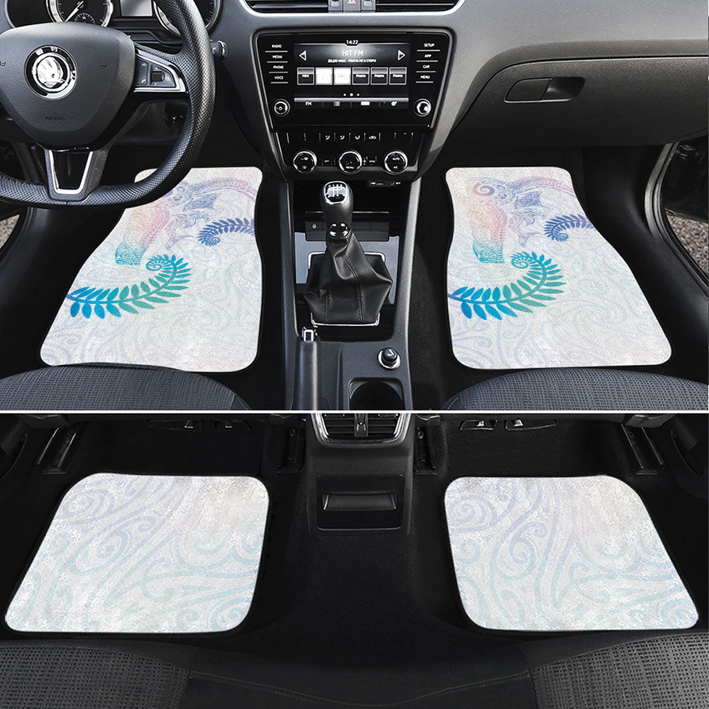 Aotearoa Maori Sea Animals Tribal Car Mats Manta Ray and Shark Moko Pattern Sweet Pastel LT03 Set 4pcs Multicolor - Polynesian Pride