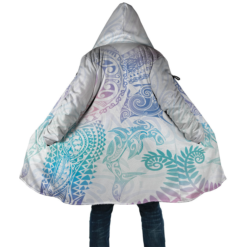 Aotearoa Maori Sea Animals Tribal Cloak Manta Ray and Shark Moko Pattern Sweet Pastel LT03 Unisex Multicolor - Polynesian Pride