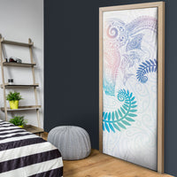 Aotearoa Maori Sea Animals Tribal Door Cover Manta Ray and Shark Moko Pattern Sweet Pastel