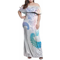 Aotearoa Maori Sea Animals Tribal Family Matching Off Shoulder Maxi Dress and Hawaiian Shirt Manta Ray and Shark Moko Pattern Sweet Pastel