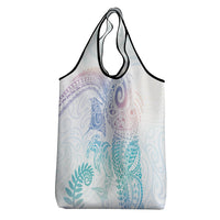 Aotearoa Maori Sea Animals Tribal Grocery Bag Manta Ray and Shark Moko Pattern Sweet Pastel
