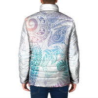 Aotearoa Maori Sea Animals Tribal Padded Jacket Manta Ray and Shark Moko Pattern Sweet Pastel LT03 - Polynesian Pride